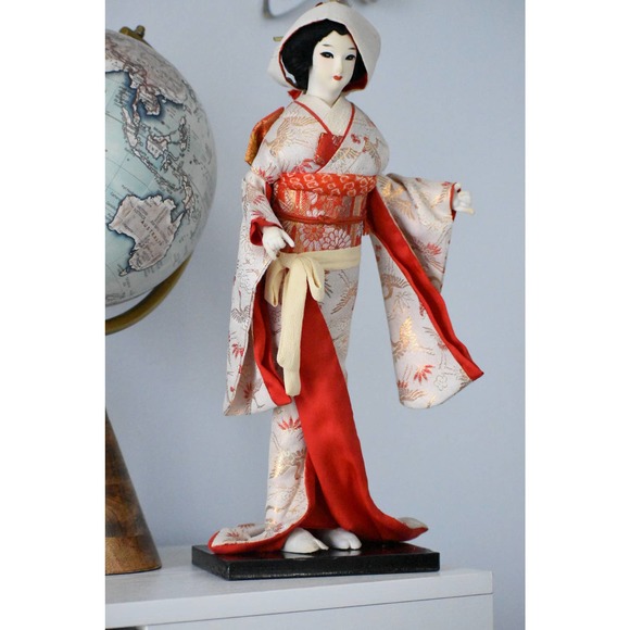 Authentic Vintage Japanese Nishi Doll, Hanayome Bride in Red Kimono, - Picture 7 of 7